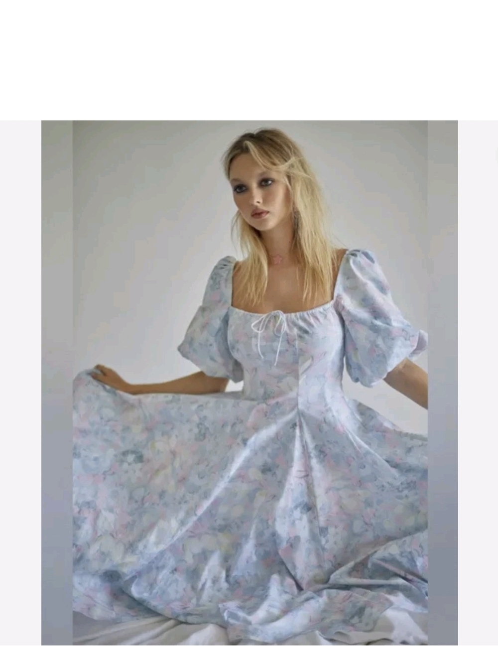 Selkie Blue-Pink Pastel Monet day Dress - Size s